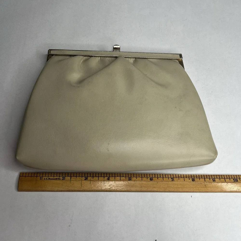 Vintage‎ 50s 60s Andé Pearlescent Leather Faux Leather Evening Bag Hidden Handle